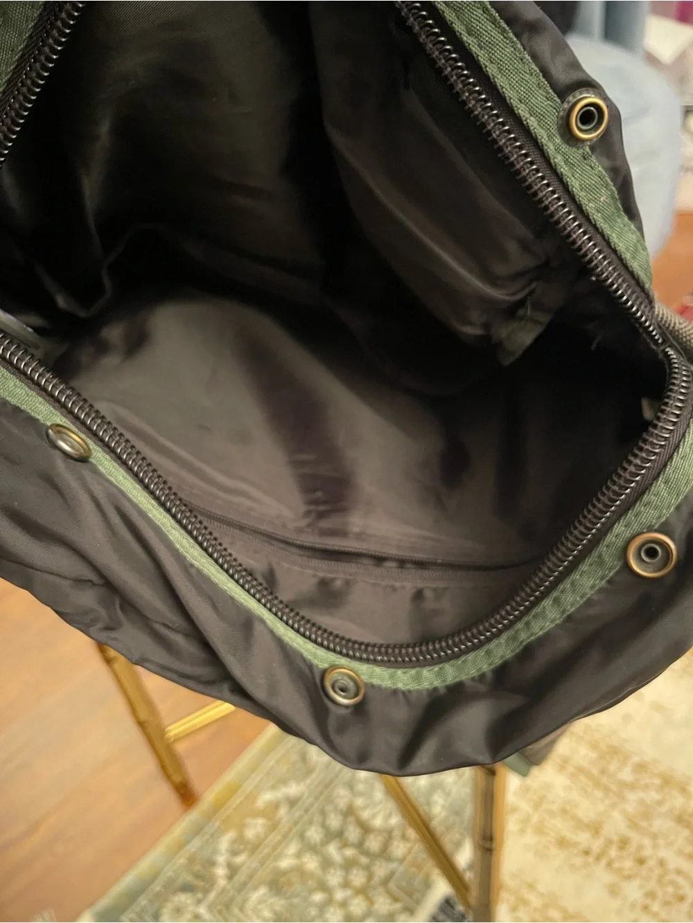 U.S. Polo Assn. Black and Olive Men’s Canvas Backpack with Brown Trim